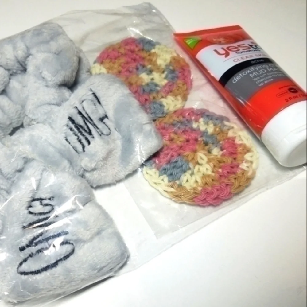 OMG Spa Headband Face Scrubbie Bundle